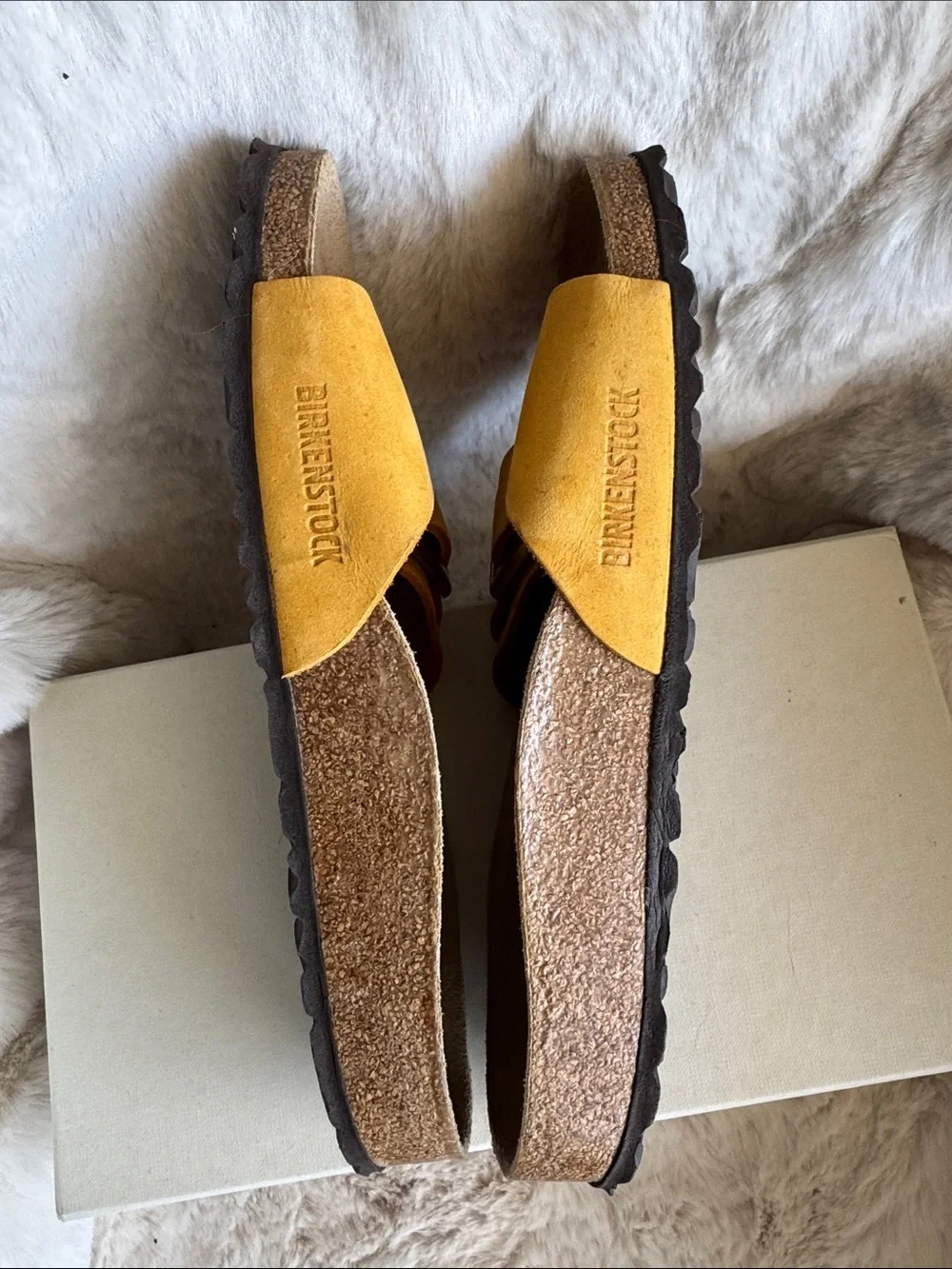 Birkenstock Women's Mustard Madrid Single Buckle Sandals in Leather       Sz 38
